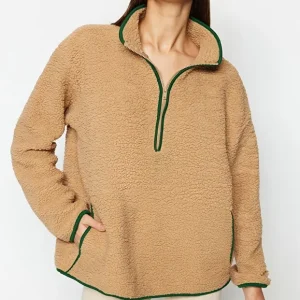 سویشرت ورزشی بافتنی Trendyolmilla (کرم)