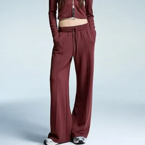 شلوارهای دمپا گشاد Bershka (شرابی)