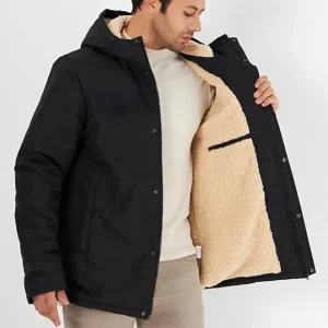 کاپشن زمستانی مردانه کلاه دار  D1fference